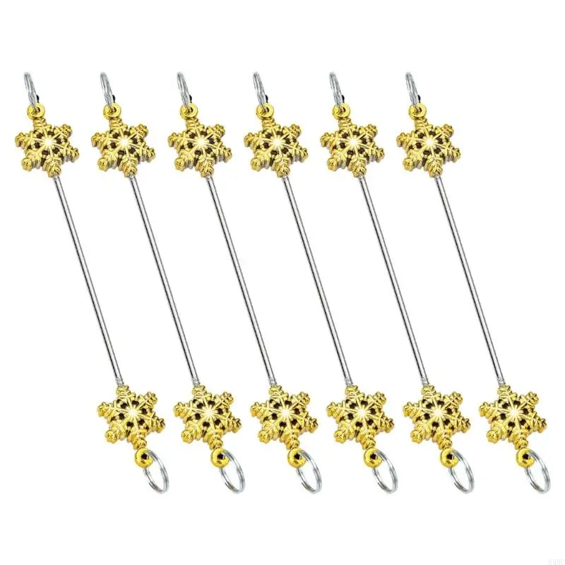 6 Metal Snowflake Ornament DIY Bead Crafts Christmas Tree Holiday Zpaxo Gold China Mainland
