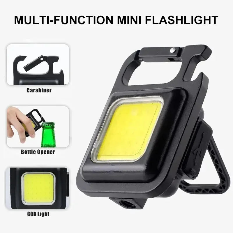 1500LM COB LED Keychain Flashlight – USB Rechargeable & Waterproof