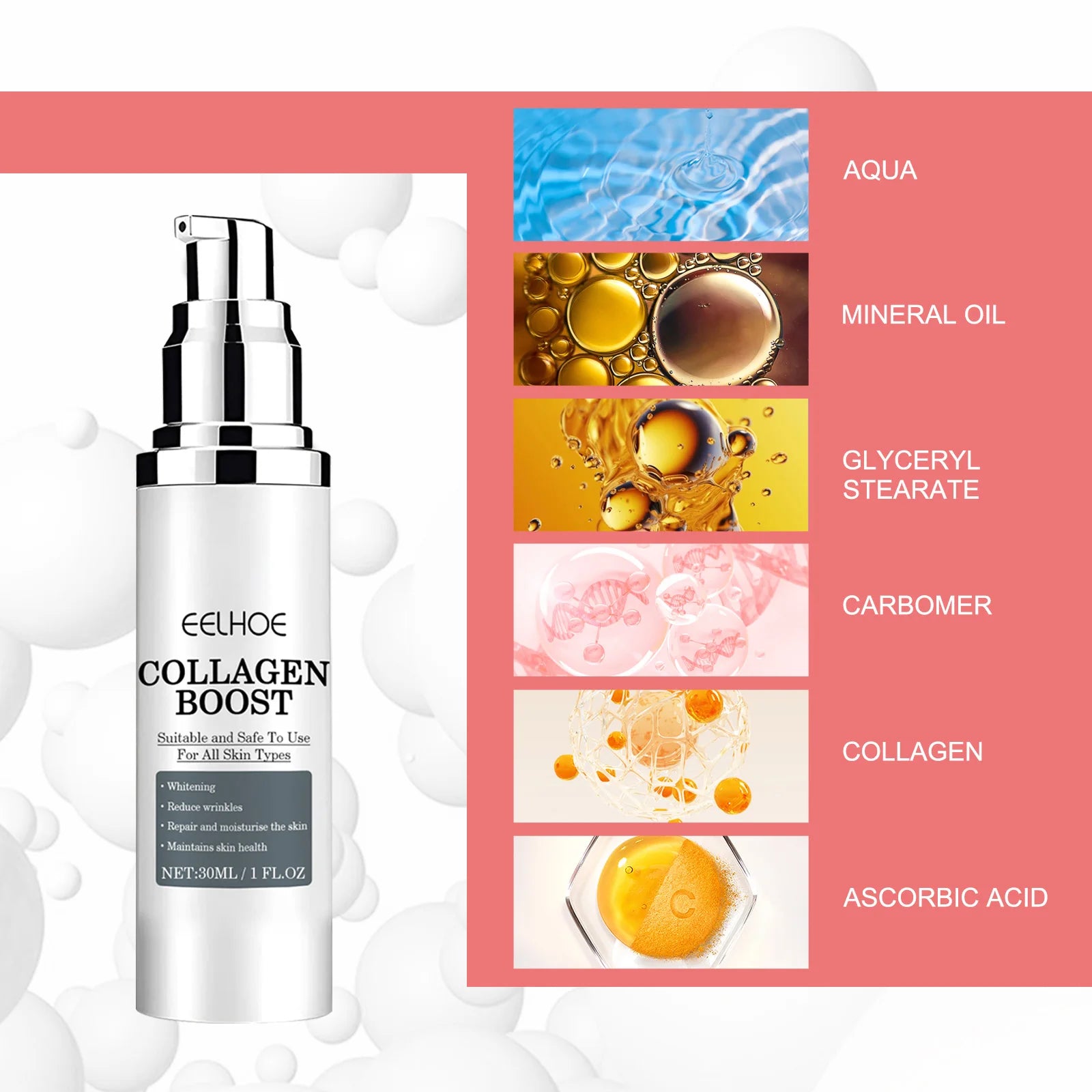 Collagen Face Cream Anti Aging Wrinkle Reduction Moisturizer for Women Firming & Lifting Cream to Brighten Skin Ton 30ml Zpaxo