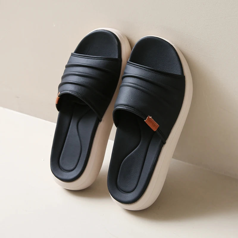 2025 Women Comfortable Elegant Slippers Slip-on Thick Heel Zpaxo black 39