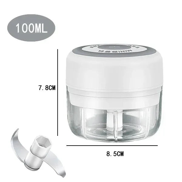 250/100ML Garlic Mincer USB Charging Powerful Mini Electric Garlic Chopper Portable Garlic Crusher Kitchen Food Chopper Unisex Zpaxo 105-White100ml
