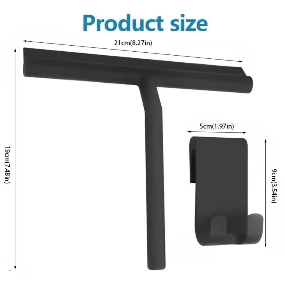 Matte Black Shower Squeegee Silicone Material Streak Free Glass Wiper With Handle Hanging Holder Silicone Squeegee Zpaxo