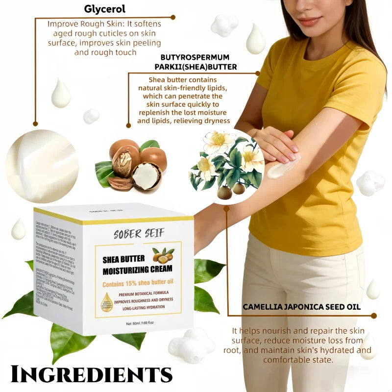50ml Deep Hydrating Nourish Cream Shea Butter Hyaluronic Acid Ceramide Repair Skin Damage Anti‑Dryness Moisturizer Zpaxo