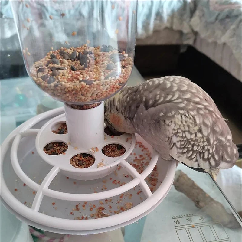 Automatic Bird Feeder Anti-scatter Parrot Food Dispenser Cage Hanging