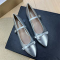 French Pointed Toe Flat Shoes for Women Spring 2025 New Retro Shallow Bow Mary Jane Shoes Women's Plus Size Women's Shoes Zpaxo 13 42