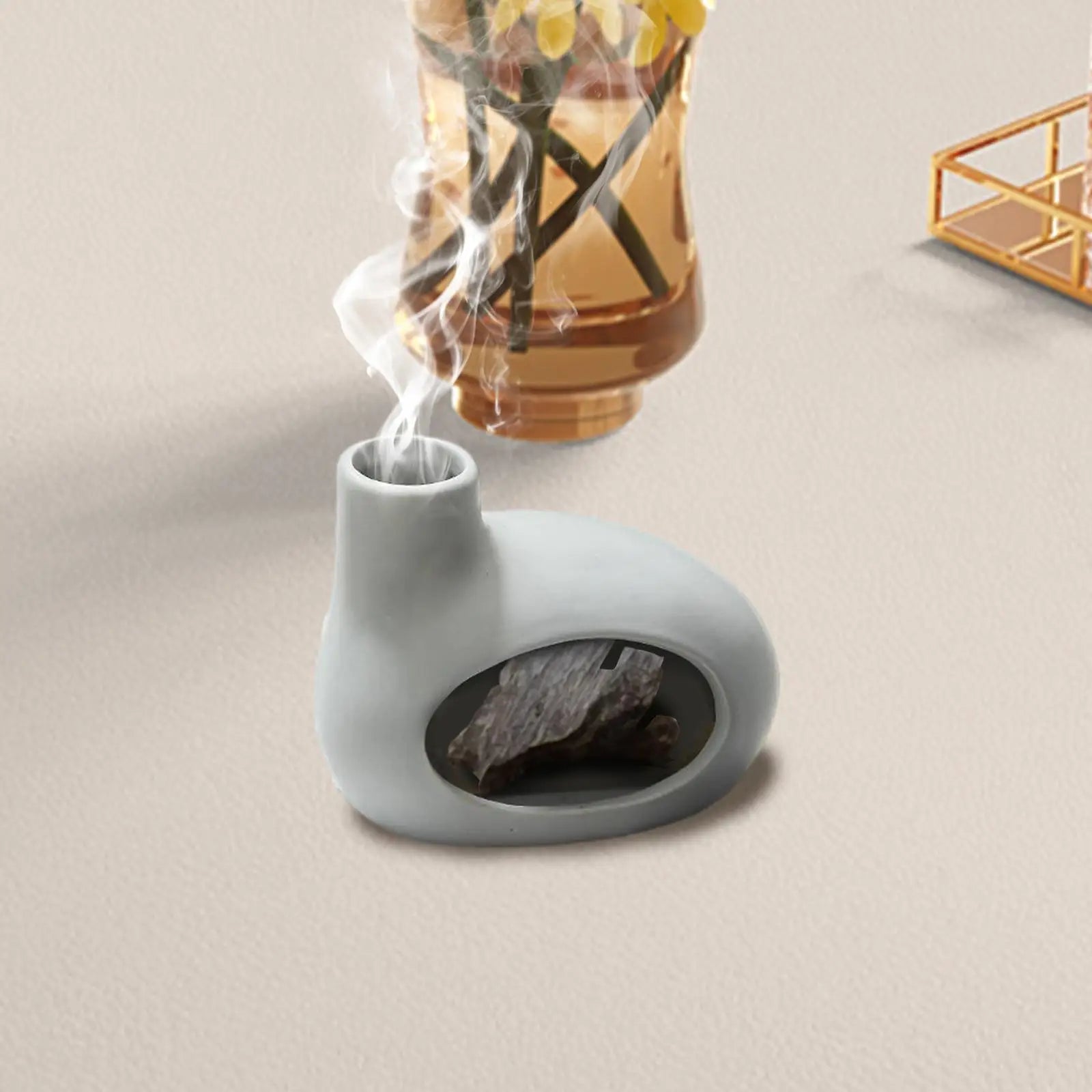 Ceramic Cone Incense Burner & Palo Santo Holder – Ash Catcher Incense Burner Zpaxo Gray