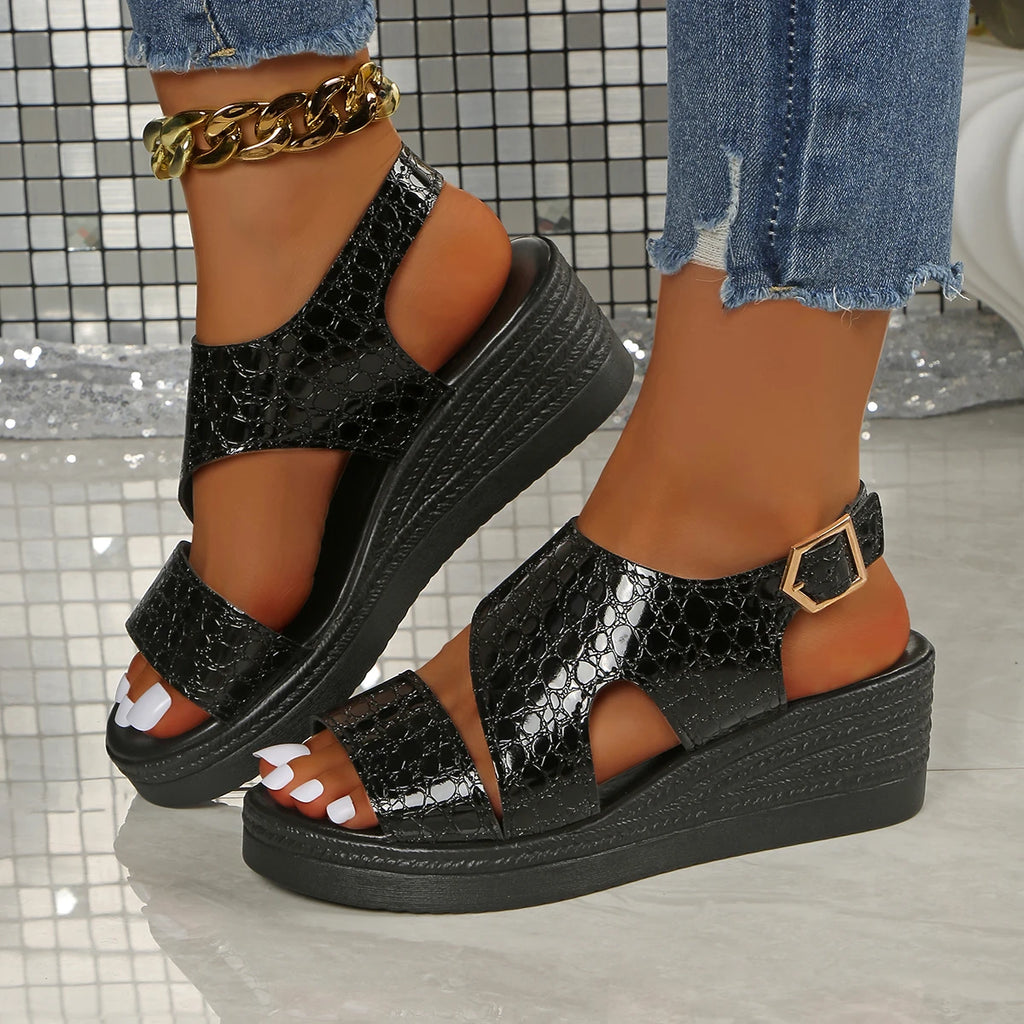 Women Sandals Wedges Ankle Buckle High Heels Shoes Peep Toe Open To Elegant Sexy Shoes for Women Summer Lightweight Sandals Zpaxo