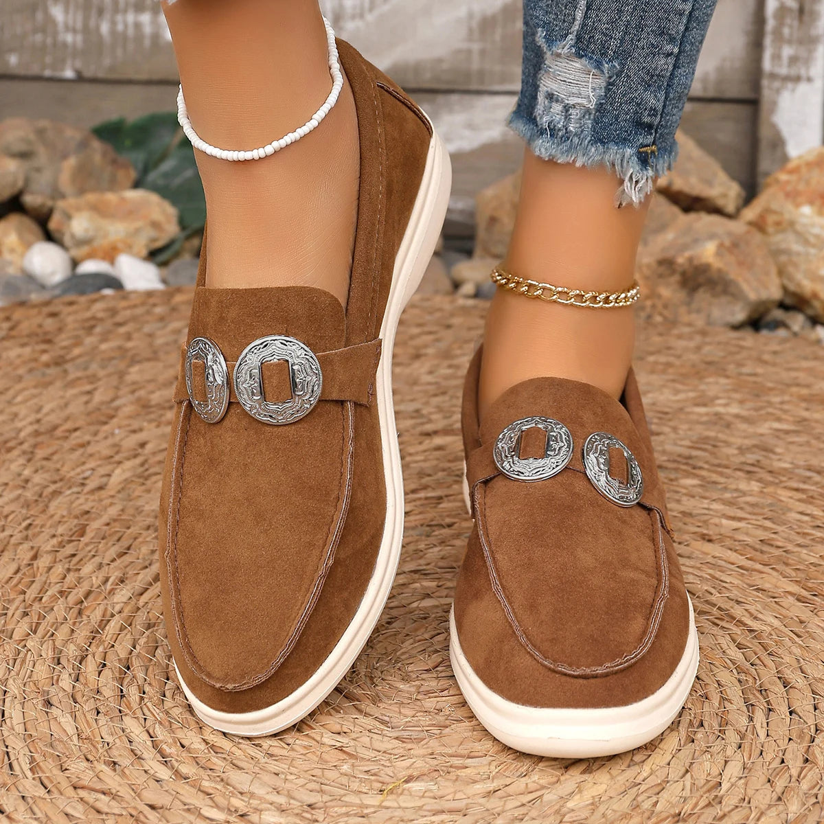 Women Loafers 2025 new Slip on Flats Shoes Ladies Brand Spring Autumn Casual Flat Shoes Plus Size Comfortable Sneakers Women Zpaxo Brown 42