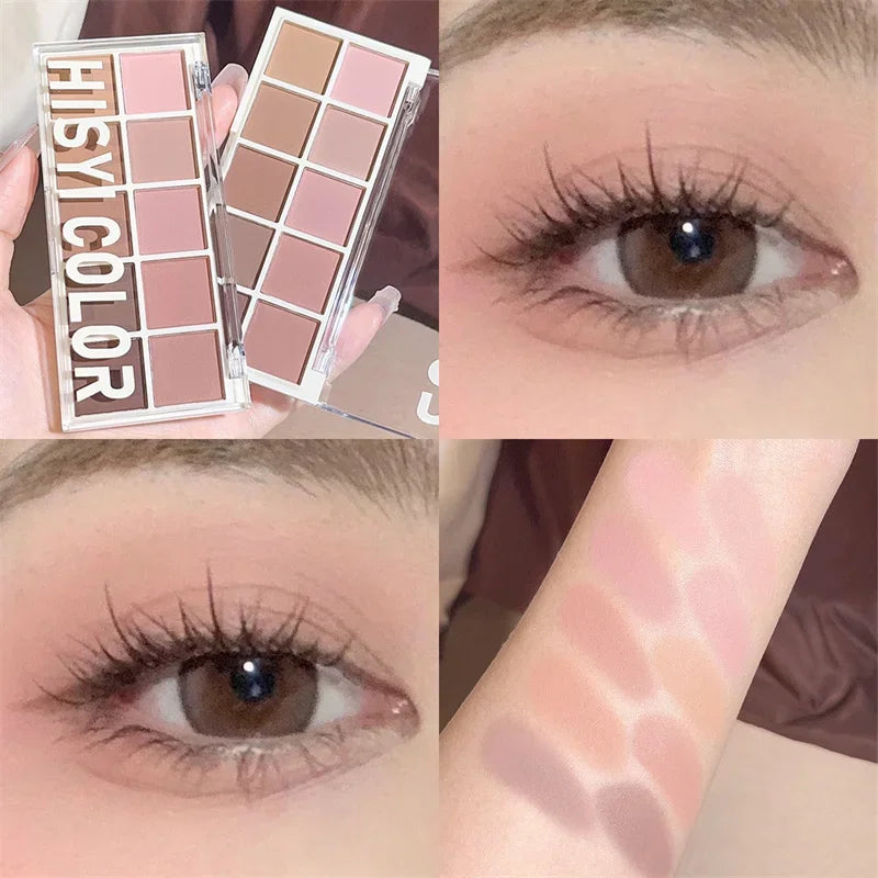 10 Colors Shimmer Matte Eyeshadow Palette Nude Glitter Shiny Pigment Eye Shadow Long Lasting Waterproof Make Up Palette Cosmetic Zpaxo