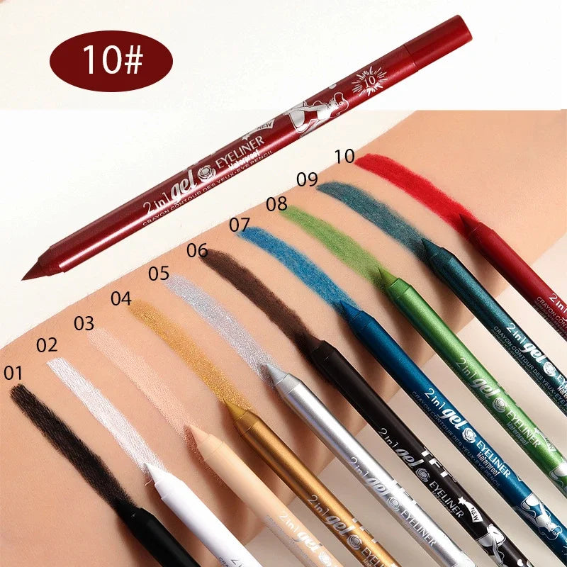 Waterproof Eyeliner Gel Pencil Pigment Brown Black White Glitter Zpaxo 10