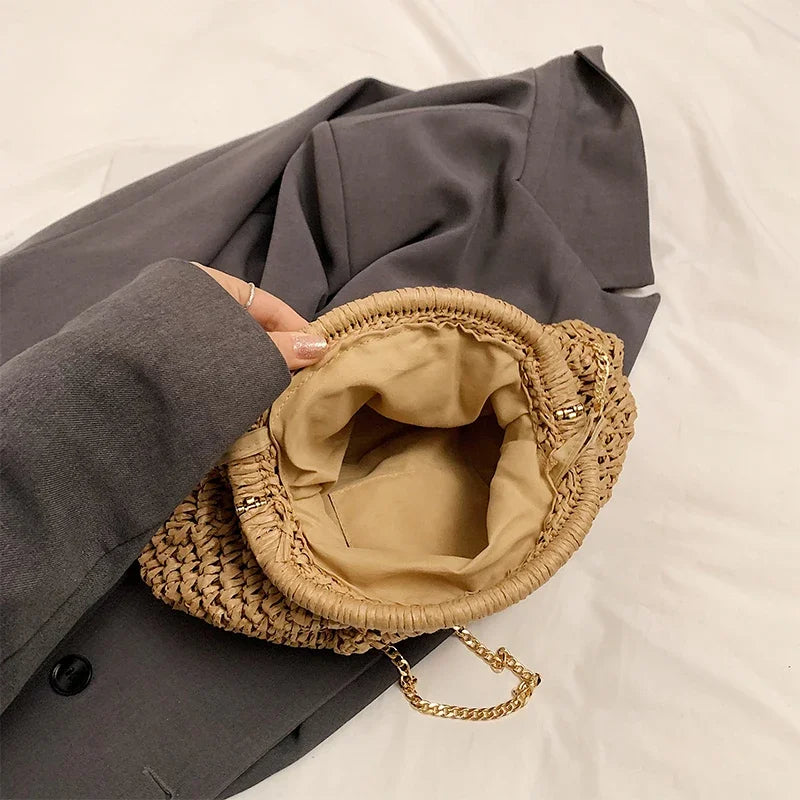 Summer New Straw Weaving Crossbody Bag Fashionable and Casual Shell Bag Women's Shoulder Bag with Excellent Texture Zpaxo