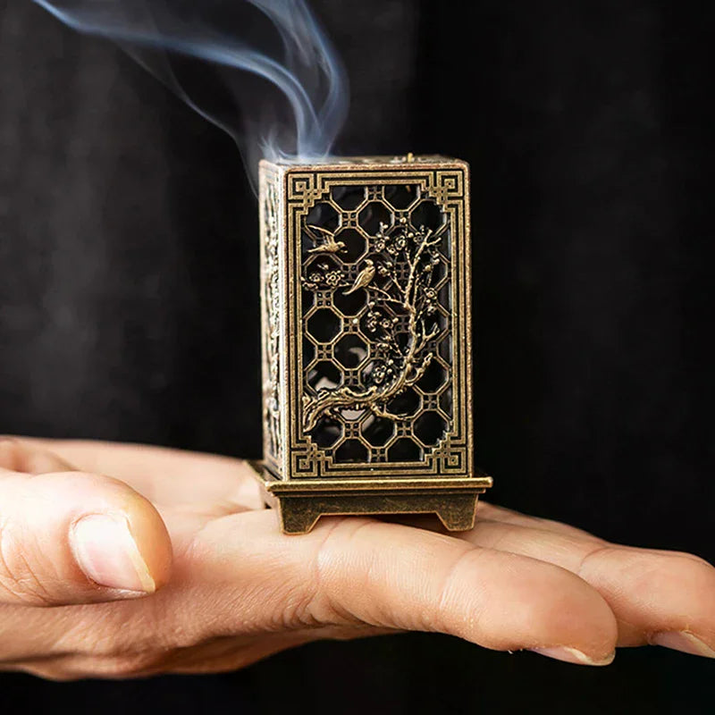 Alloy Censer Incense Holder Square Vertical Burner Indoor Zpaxo
