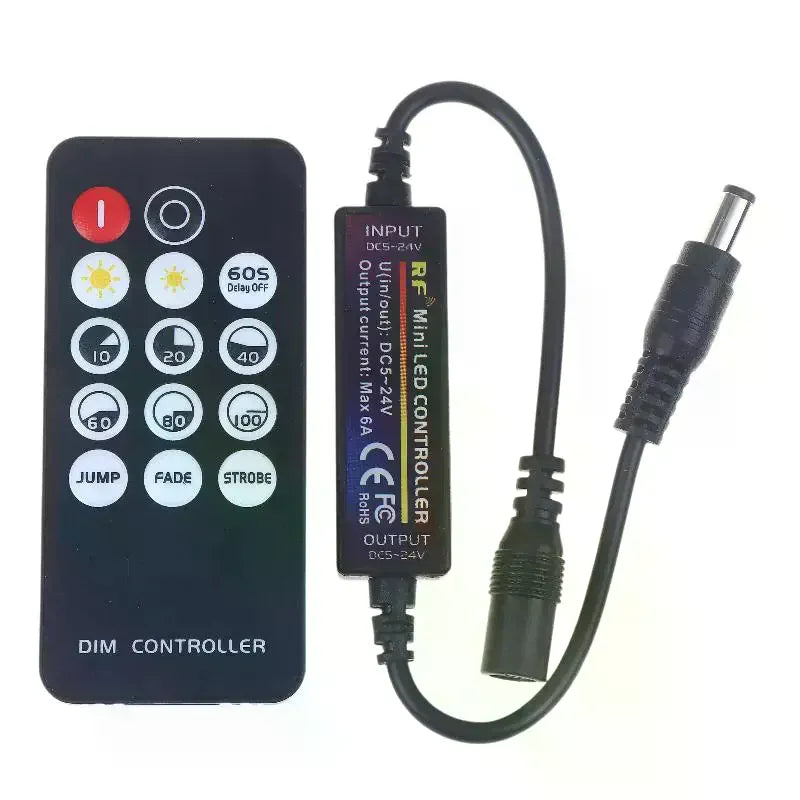 Mini RF Wireless 14Keys Remote Control DC12V LED Dimmer 24V 5V 6A Zpaxo