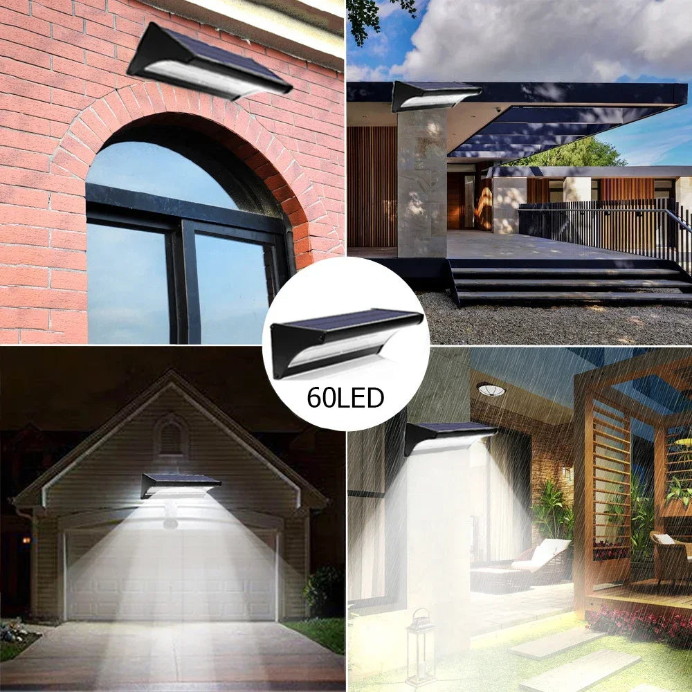 60LED Solar Sensor Aluminium Wall Lamp Outdoor Led Lights Radar Zpaxo