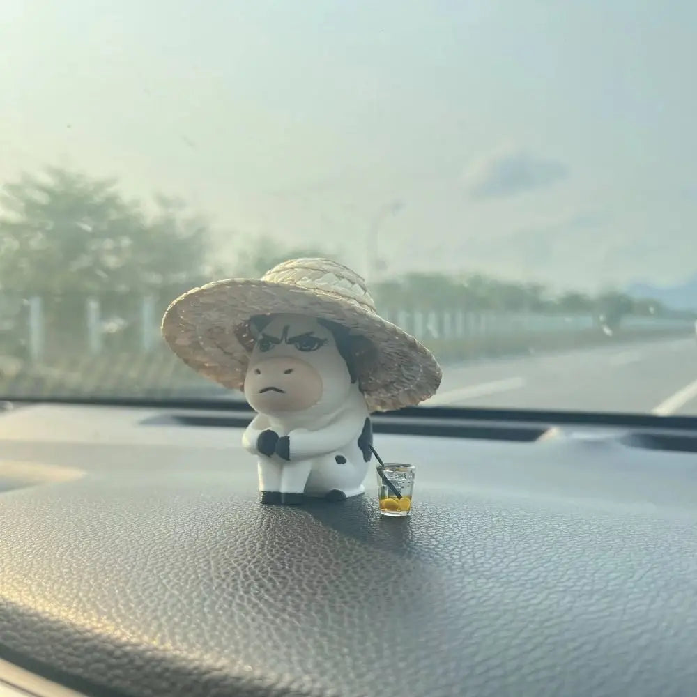 Cute Grass Cow Figure Aggrieved Decompression Car Ornament Ugly-cute Zpaxo