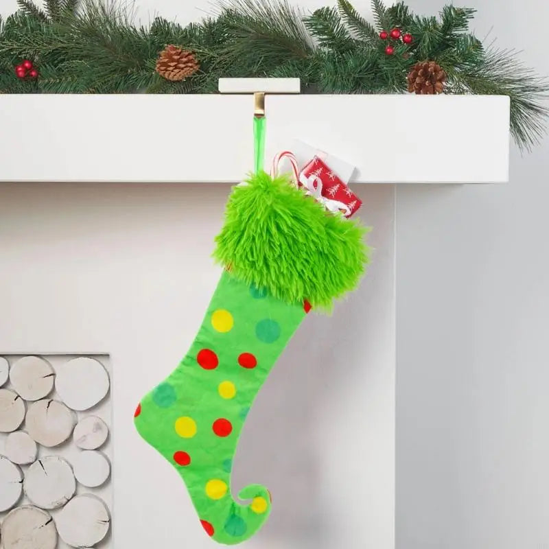 Earth-friendly Fabric Holiday Socks Ornament Green Decoration Tree