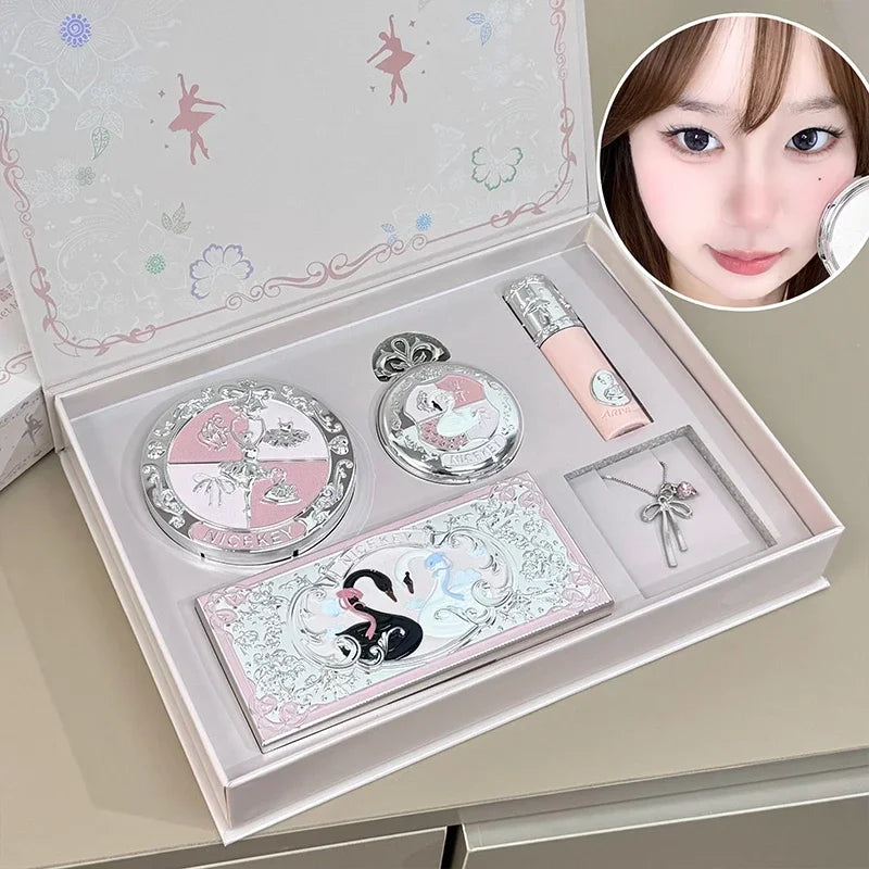 Pink ballet makeup gift box powder lip mud eye shadow high gloss makeup set holiday gift Zpaxo N14