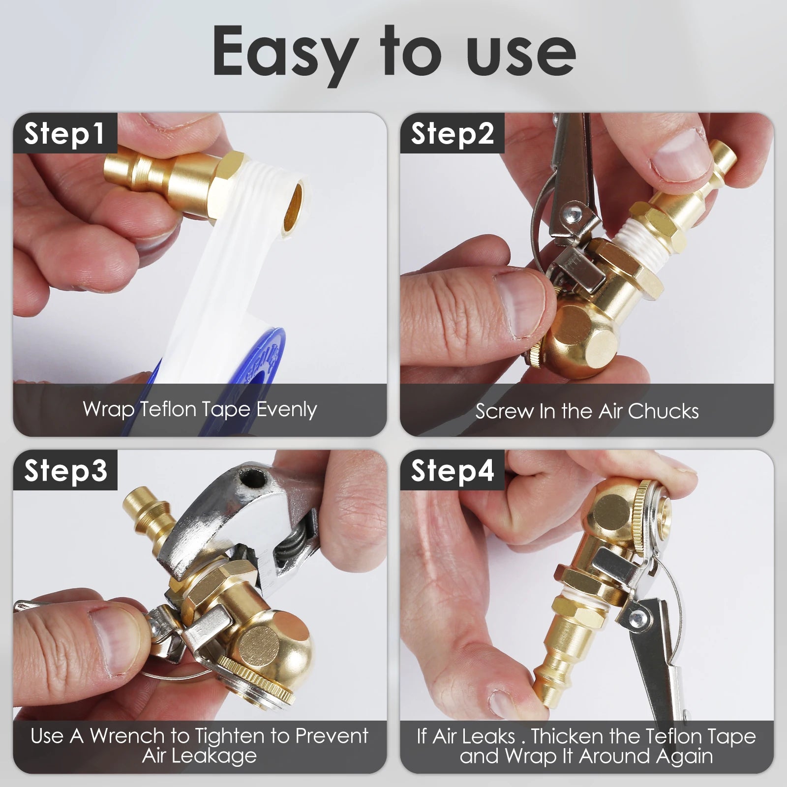 2Pcs Car Air Pump Nozzle Adapter 1/4inch FNPT Tire Air Chucks Car Inflator Valve Connector Clamp Car Inflator Valve Connector Zpaxo