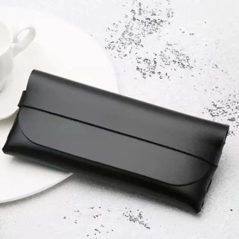 Black PU Leather Eyeglasses Case – Soft Protective Pouch