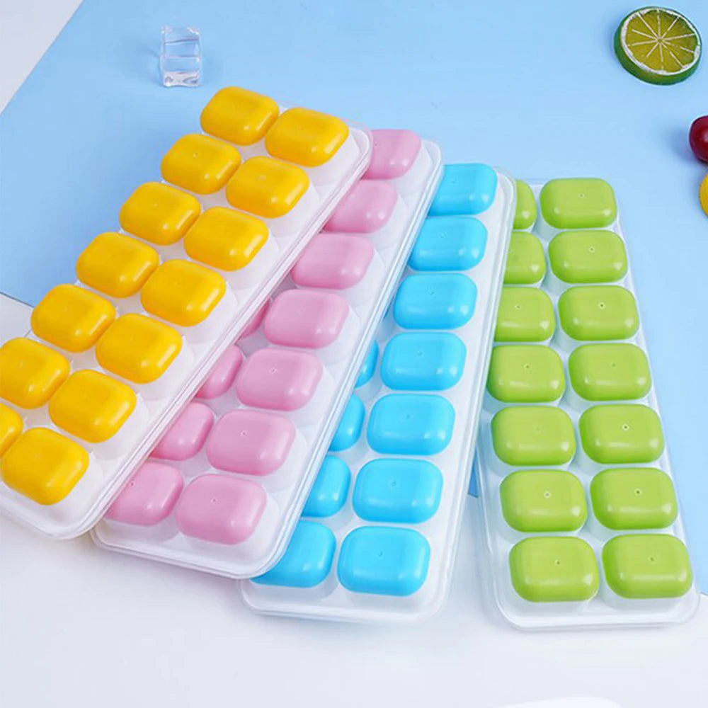 1PC Ice Cube Tray 14 Grid Silicone Ice Cube Mold With Removable Lid Ices Maker Kitchen Gadget Bar Tools Zpaxo