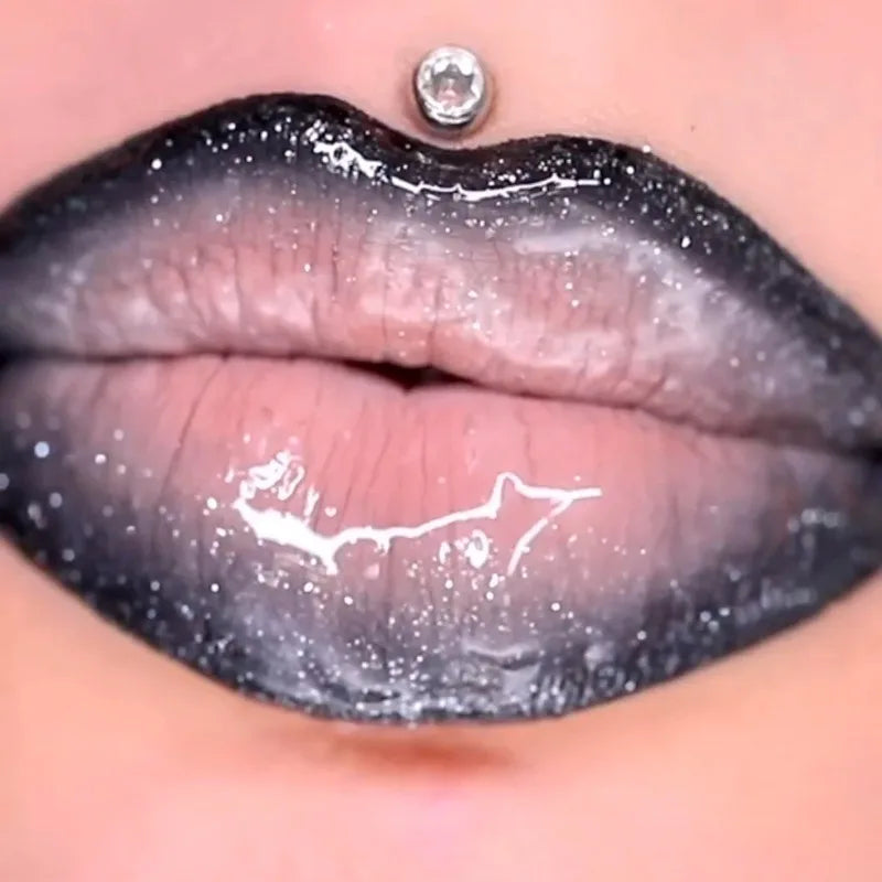 Black Gothic Lip Gloss Mirror Moist Matte Pure Silver Fine Flash