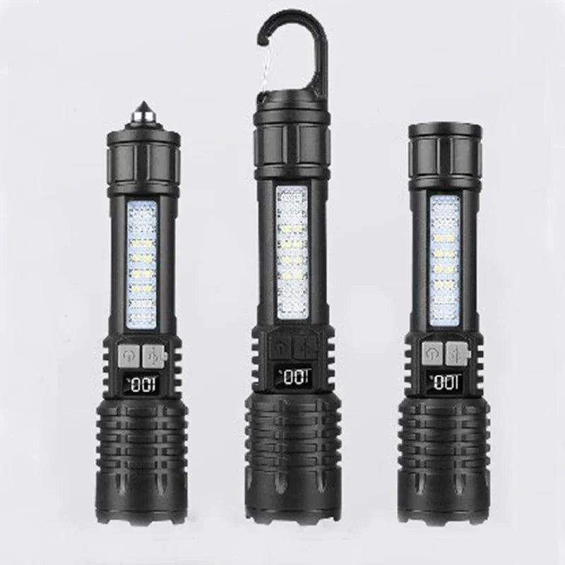 ESMARTER 800-Lumen Rechargeable LED Flashlight – COB Warning
