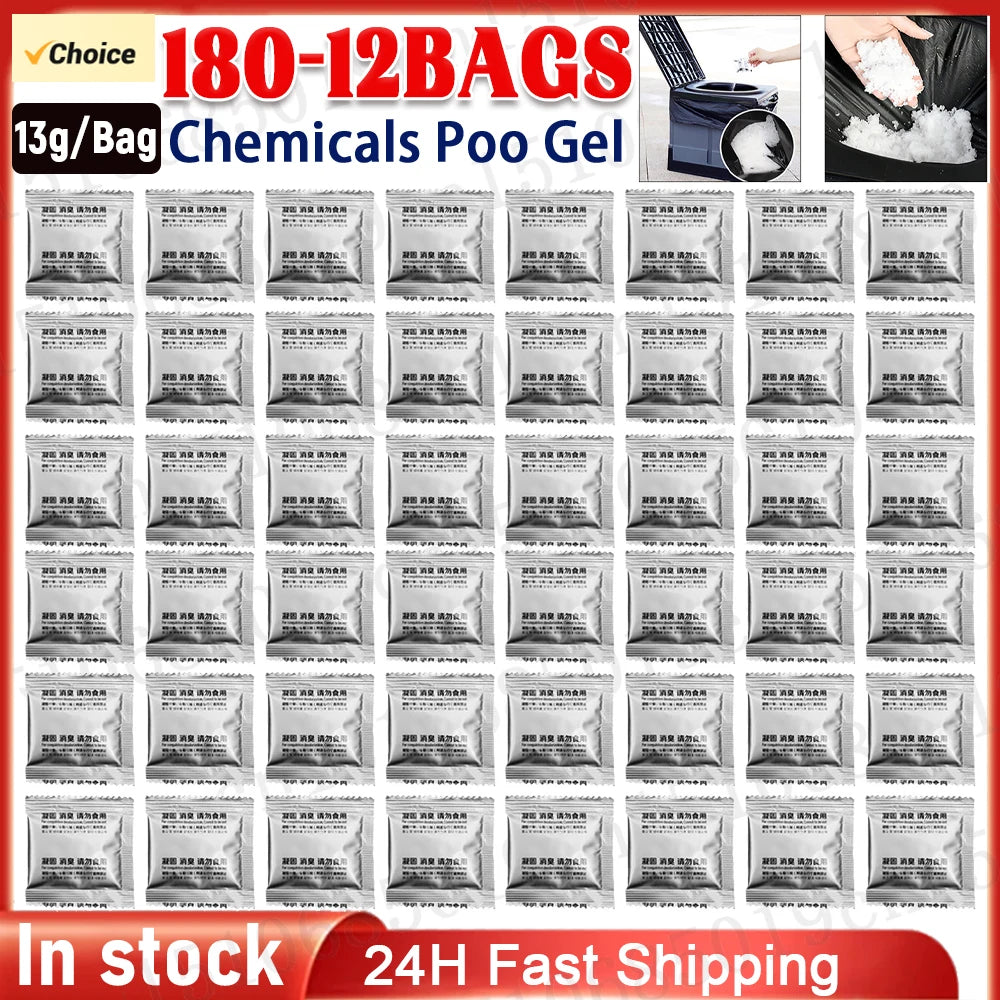 180- Camping Toilet Chemicals Poo Gel Absorbent Portable Emergency Zpaxo As shows 60Bags