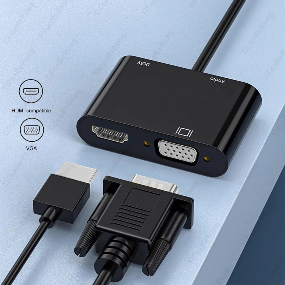 3.5mm Audio 4K HDMI-Compatible To VGA Adapter 1080P Video Converter Digital to Analog for Laptop Projector HDMI-Compatible Cable Zpaxo