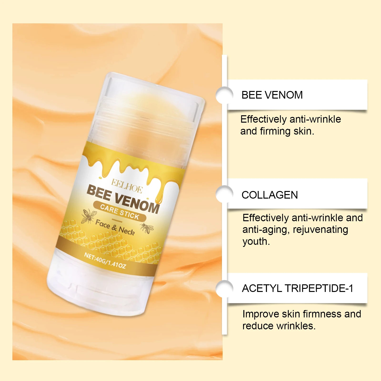 Bee Venom Neck Cream Stick – Collagen Lift, Firm & Tighten Neck Firming Cream Zpaxo