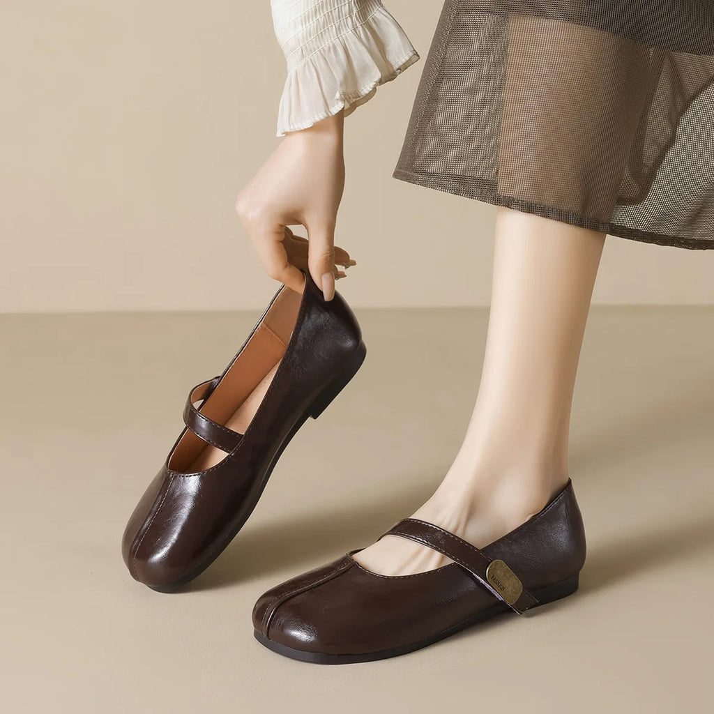 Flat Shoes for Women Spring and Autumn 2025 Round Toe New Style Square Toe Mary Jane Shoes Plus Size Women's Shoes Ladies Zpaxo