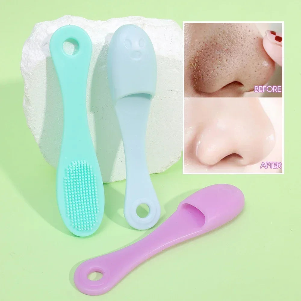 Silicone Nose Brush Facial Pore Cleaner Portable Blackhead Double-sided Massage Brushes Beauty Cleaning Tool Facial Nasal Scrub Zpaxo