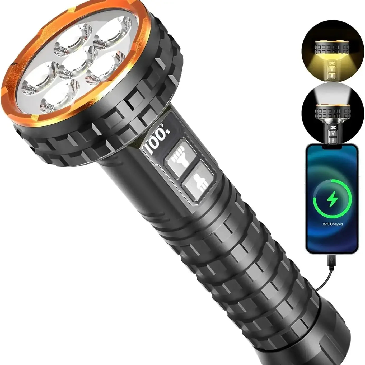 ESMARTER Rechargeable LED Flashlight – 500m Long-Range Beam