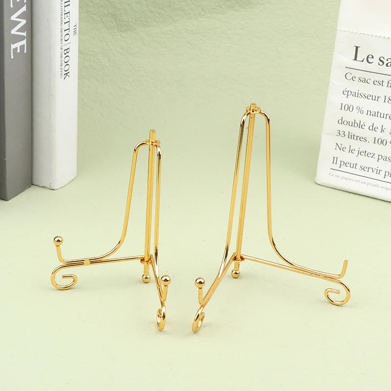 Gold Iron Display Stand Craft Bracket Book Holder Photo Pedestal Bowl