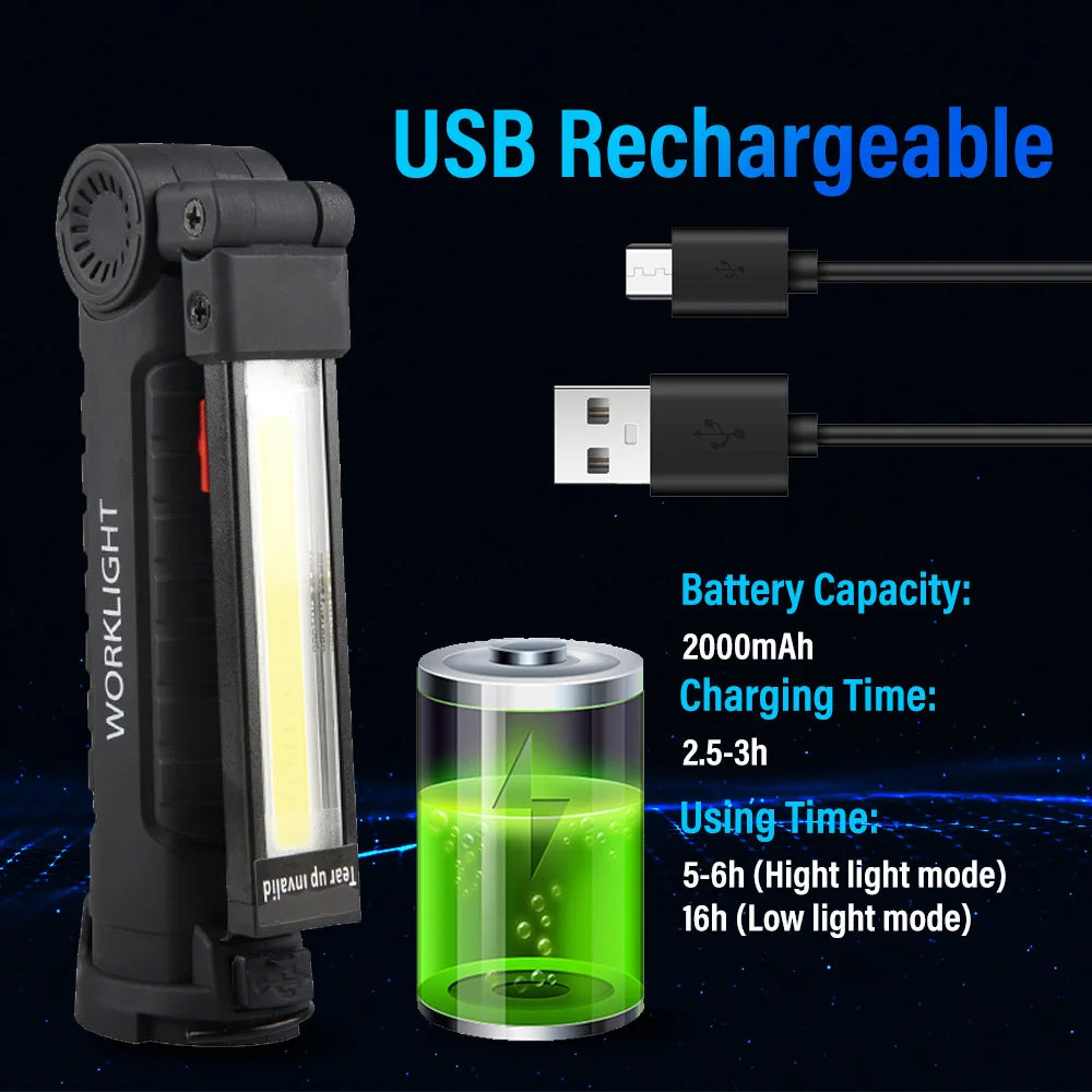 KDULIT COB LED Work Light – Magnetic, Rechargeable, 5 Modes