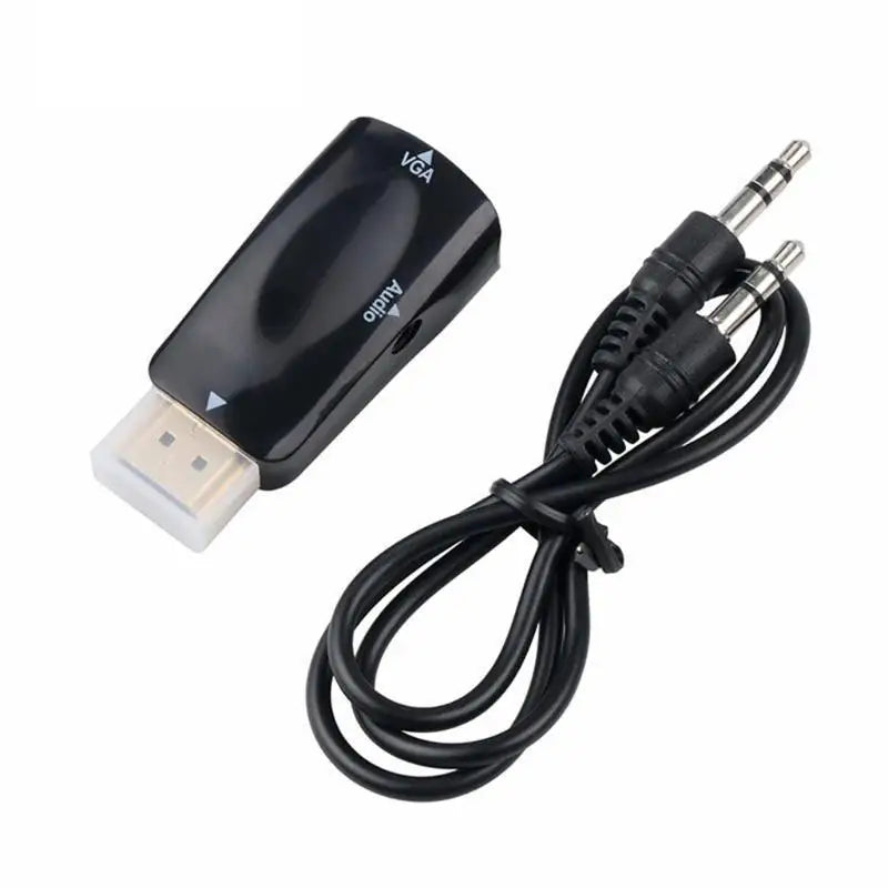 652F Compactly HDTV VGA Converter 1080P Resolution Audios Support Zpaxo Black CN