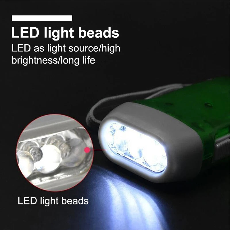 Hand-Crank Dynamo LED Flashlight – Battery-Free Mini Torch Hand-Crank Flashlight Zpaxo