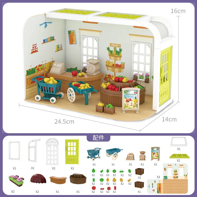 Dollhouse Miniature Furniture Living Room Bedroom Bathroom Doll House Zpaxo Fruit Shop