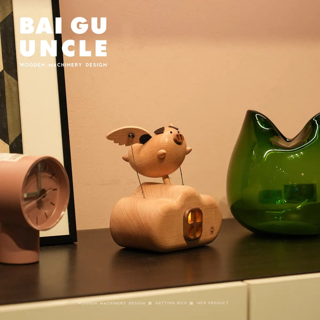 Electric Flying Pig Wooden Ornament – Quirky Gift & Novelty Toy