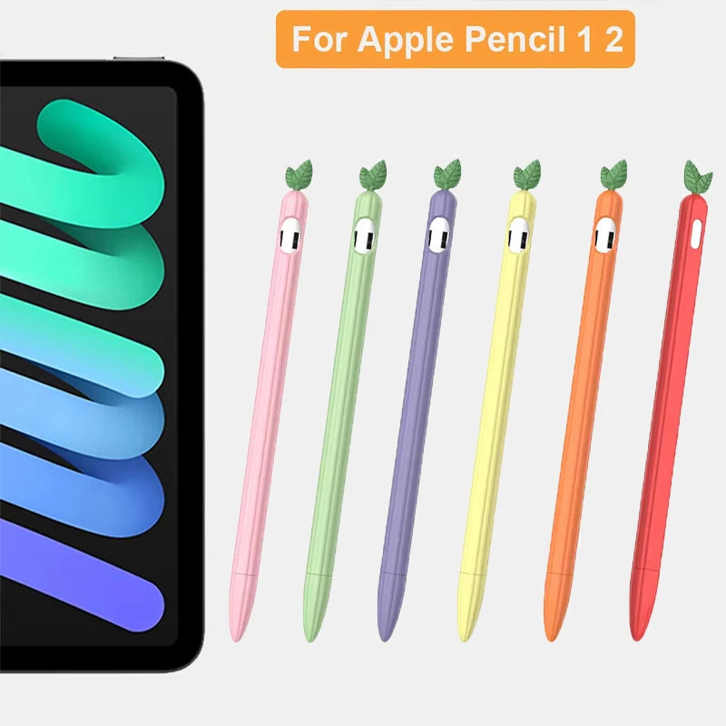 Cute Vegetables Silicone Pen Case Apple Pencil 1 2 Anti Scratch
