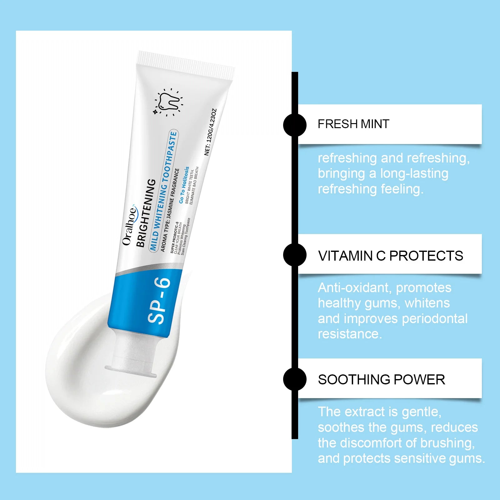 Oralhoe Whitening Toothpaste – Mint, Jasmine & Xylitol 120g Whitening Toothpaste Zpaxo