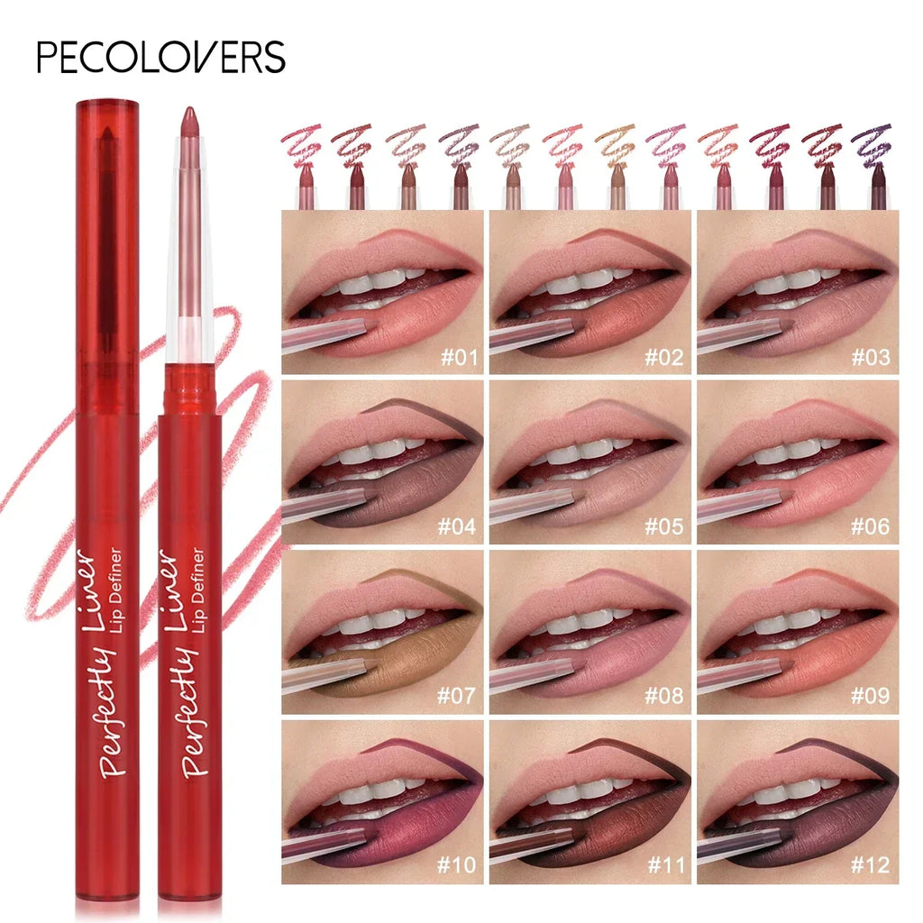 Velvet Lip Liner Crayon Matte Tapered Gradient Lipstick Pen Waterproof Non-Sticky Contouring Lip Makeup Mixed Color System Zpaxo