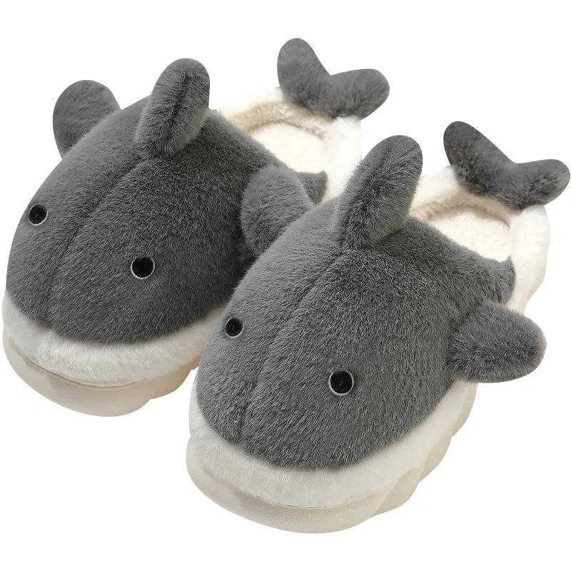 Cute Shark Cotton Slippers Women's Autumn Winter Home Indoor Non-slip Zpaxo