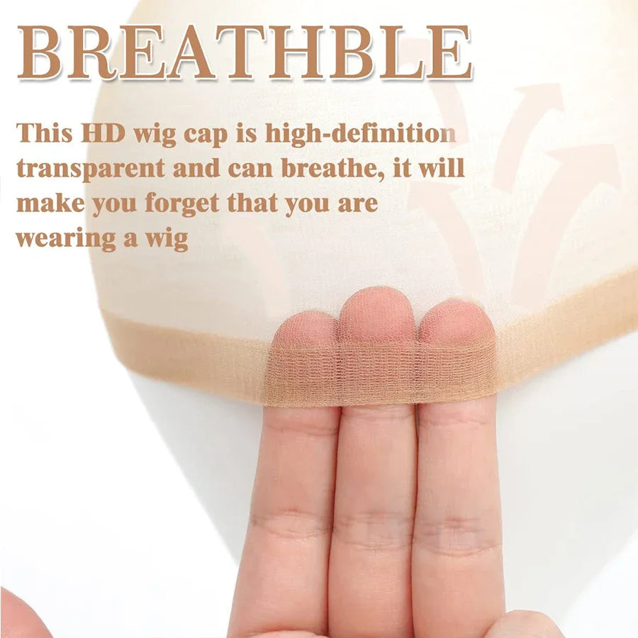 100Pcs HD Wig Caps High Quality Transparent HD Hair Nets Weave Nylon Stretchy Lace Front Wig Cap for Women Men Light Brown Zpaxo
