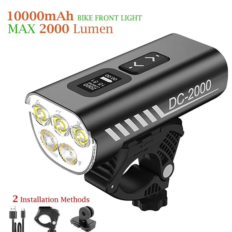 Bike Light 2000 Lumens 6LED Super Bright Bike Lights for Night Riding,Waterproof Front Headlight Rechargeable Bike Taillights Zpaxo