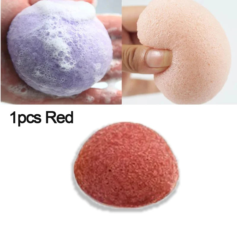 1 Face Round Makeup Remover Tools Natural Konjac Facial Cleansing Zpaxo 1pcs Red