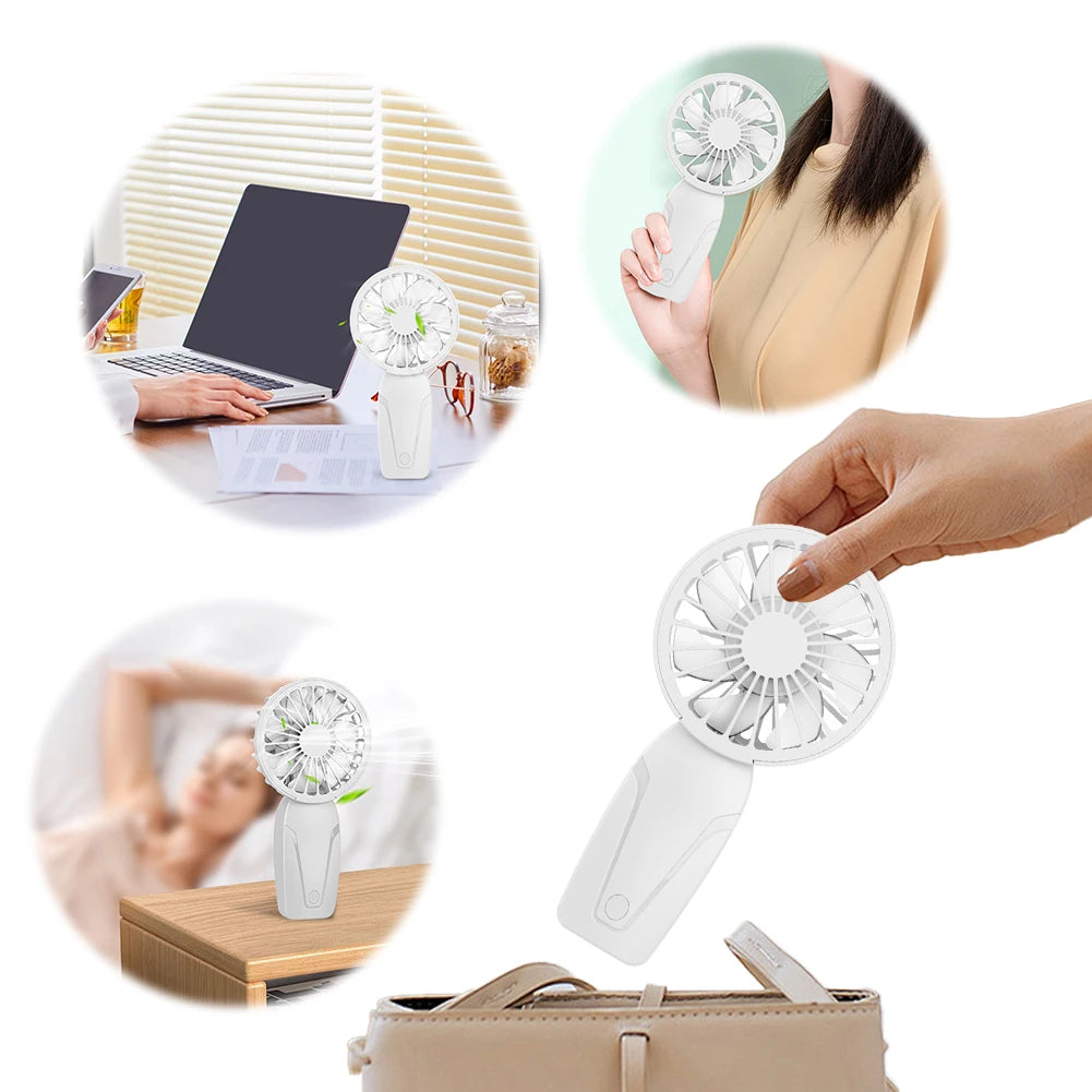 Portable Handheld Fan USB Rechargeable Personal 3 Speeds Mini Home Zpaxo