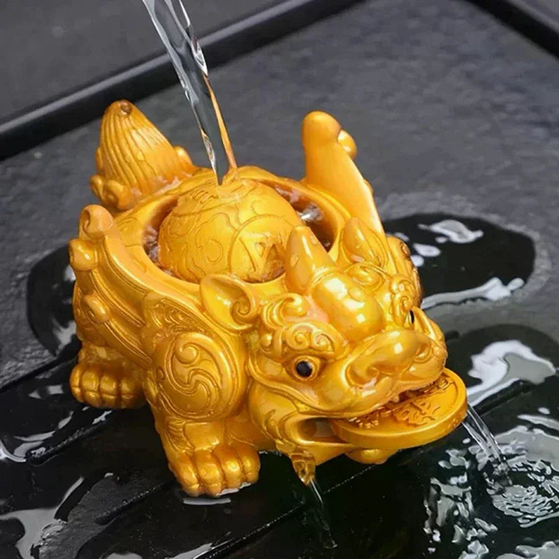 1PC Boutique Tea Pet Water-spraying Pixiu Tea Pet Ornament Handmade Tea Ceremony Tea Game Financial Tea Table Gift Zpaxo