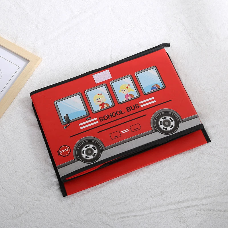 Cartoon School Bus-themed Children's Toy Storage Box Large-capacity