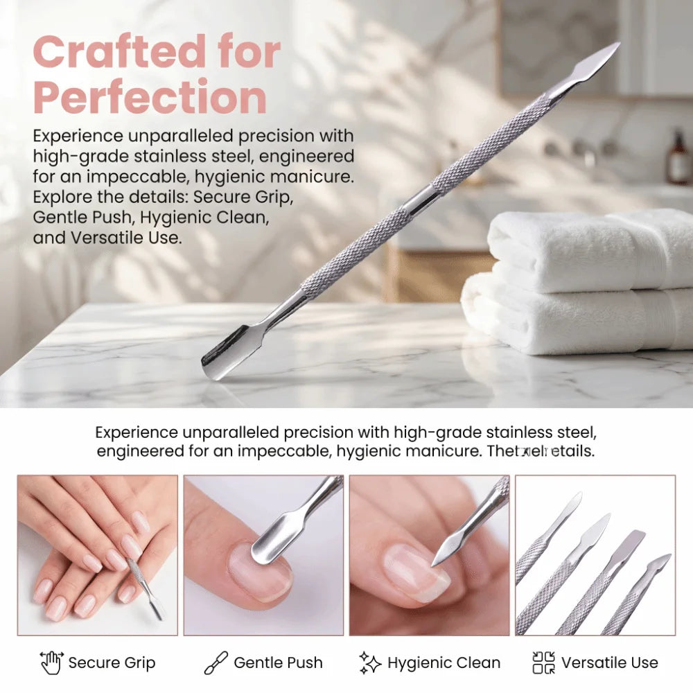 Stainless Steel Cuticle Pusher Small Compact Textured Appearance Nail Zpaxo