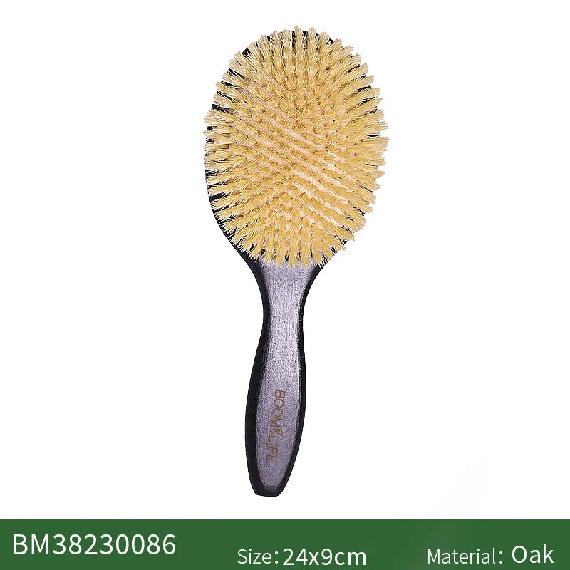 BOOMSLIFE Custom Soft Boar Bristle Hair Brush Women USA Oak Wood HairBrush Massage Sclap Wooden Comb for Hair Barber Accessories Zpaxo big size